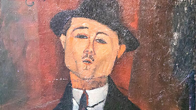 Amedeo Modigliani - Paul Guillame, Novo Pilota ( 1915 )Huile sur carton collé sur contre-plaqué parqueté 